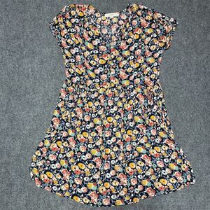LOFT Women's Floral Print Knee Length Dress Size Small Petite V-Neck Casual